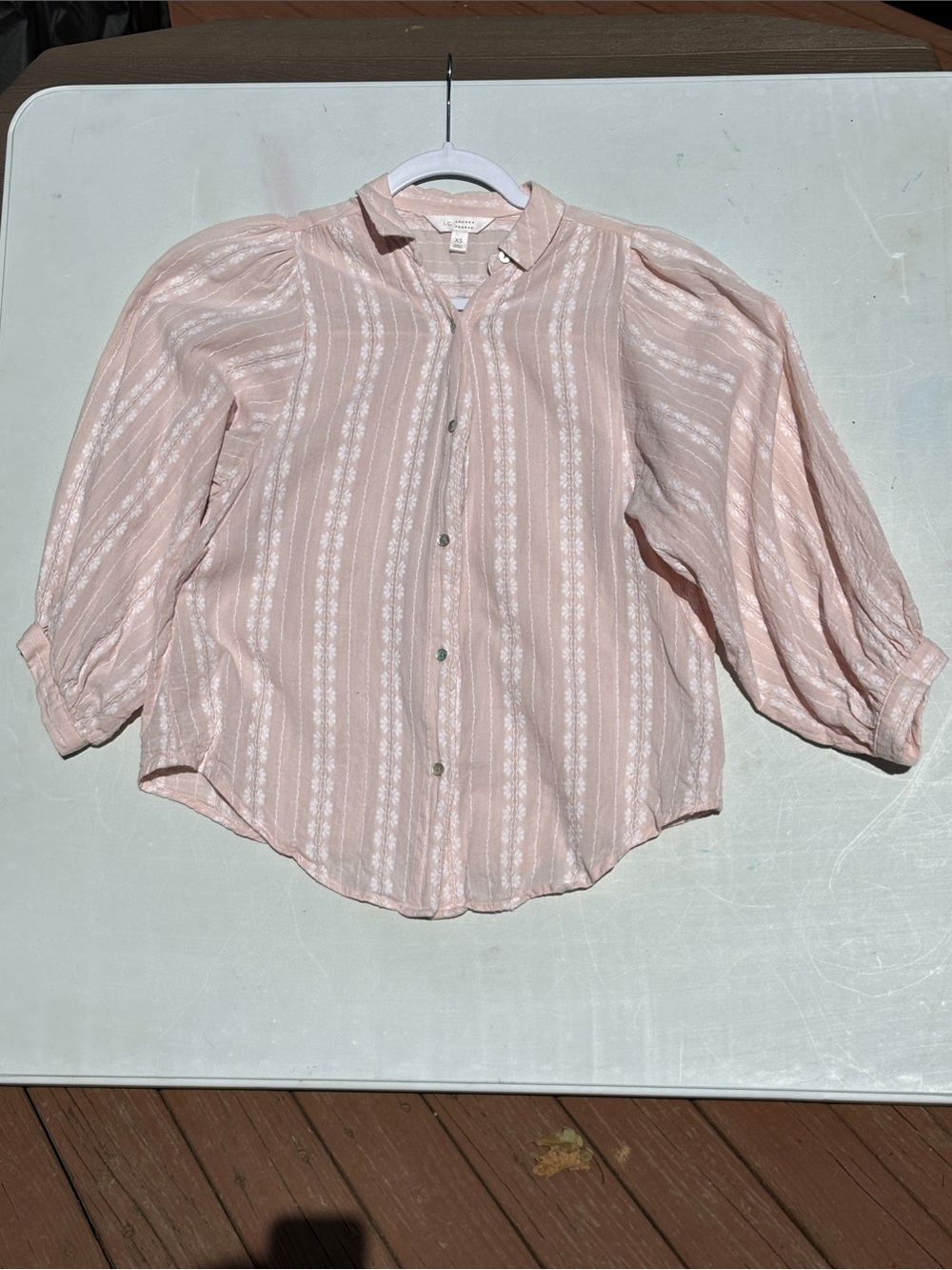 LC Lauren Conrad Pale Pink Striped Button Down Top x small